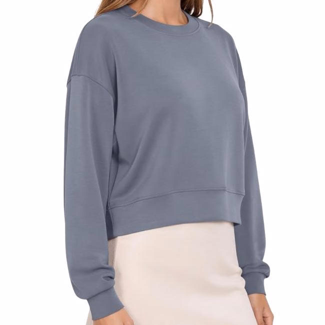 light blue crewneck cropped simple sweatshirt