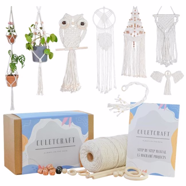 macrame kit with several designs