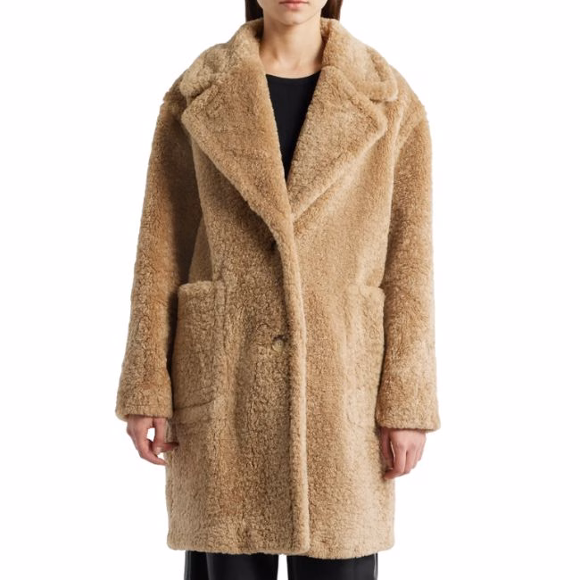 mid length tan teddy coat