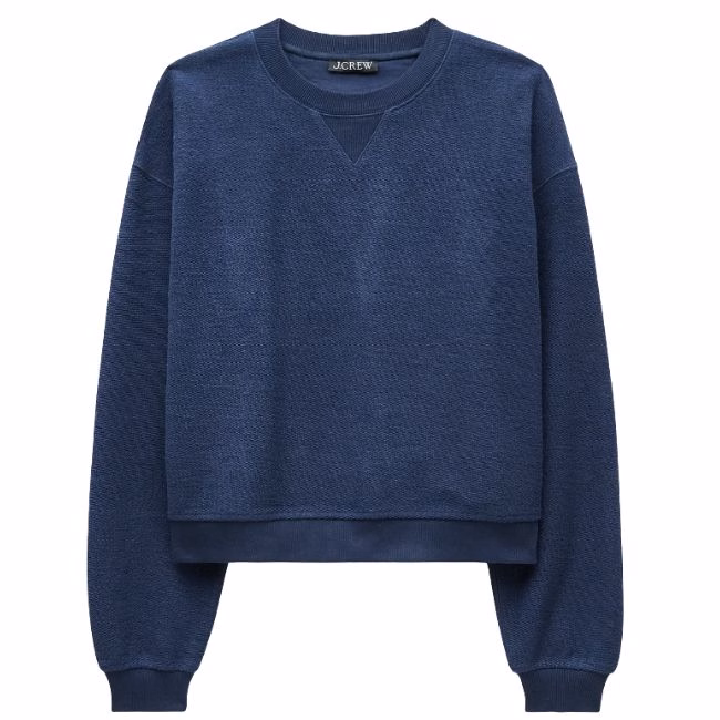 navy blue vintage fleece crewneck sweatshirt for women