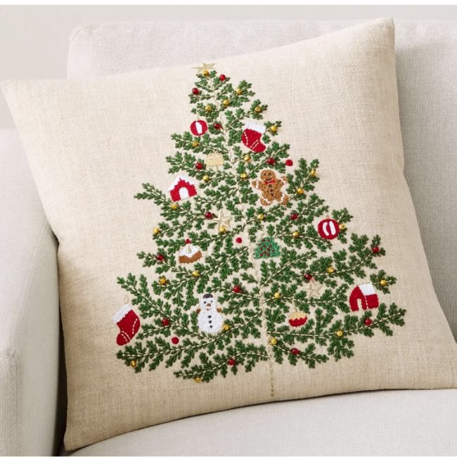 nostalgic christmas tree pillow cover