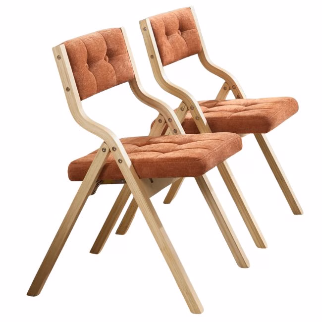 orange tufted folding chairs