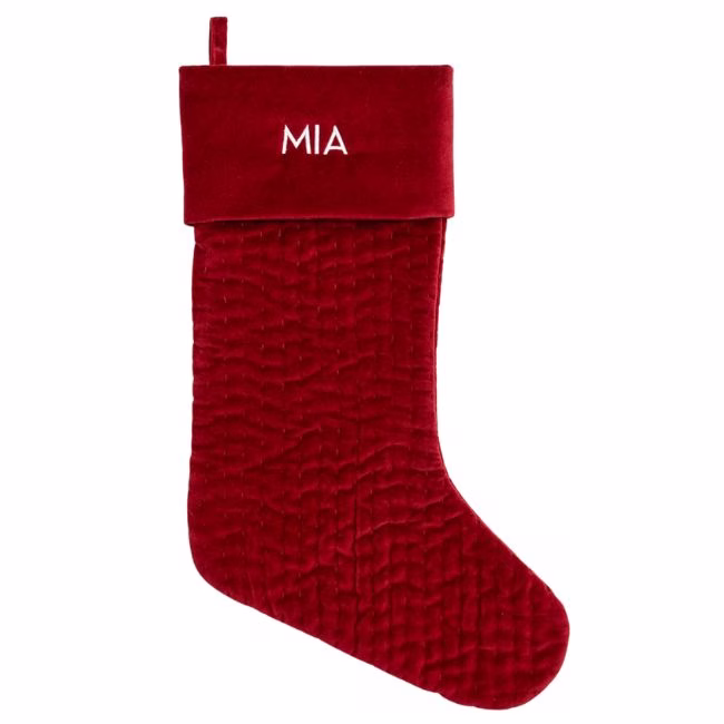 personalized quilted velvet stocking