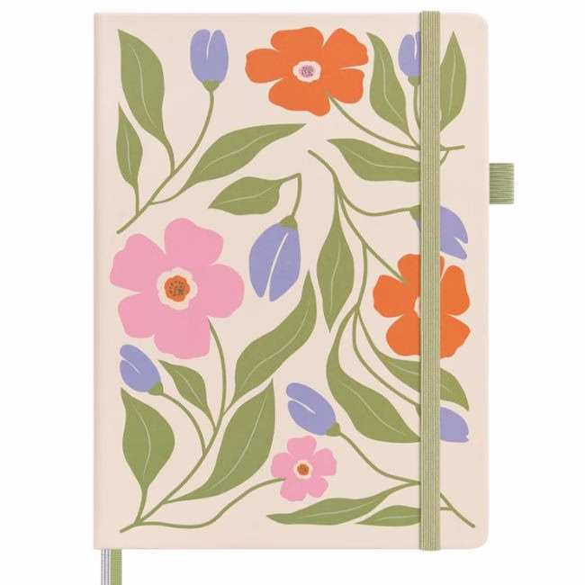 pink and orange floral notebook journal