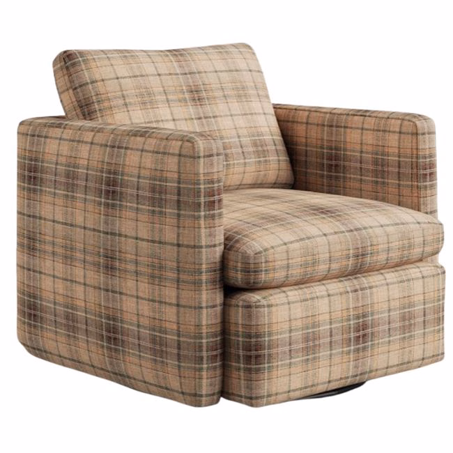 plaid square arm plaid reading chair