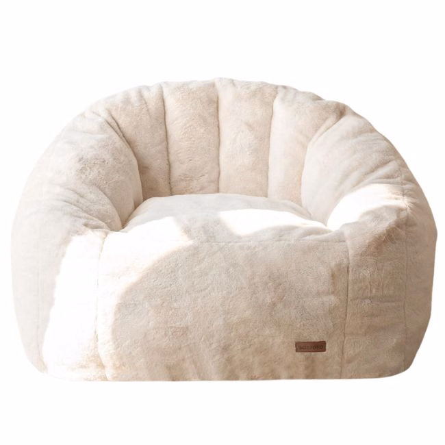 plush white bean bag chair