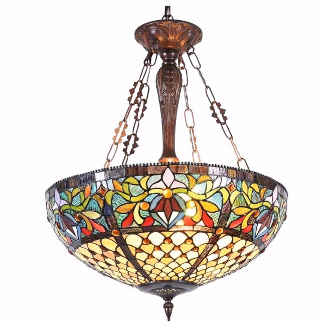 semi flush stained glass tiffany dupe ceiling light