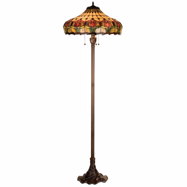tiffany lookalike stained glass bronze floor lamp