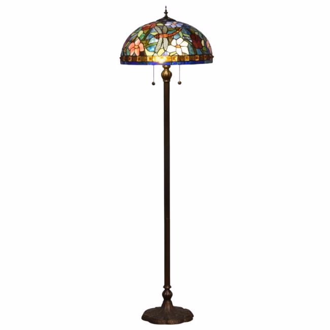 tiffany style floral stained glass floor lamp