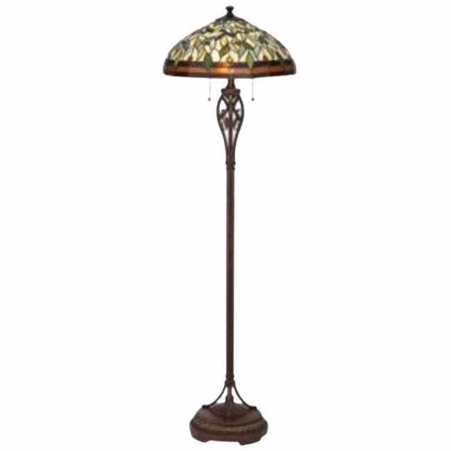 tiffany style vine pattern stained glass floor lamp