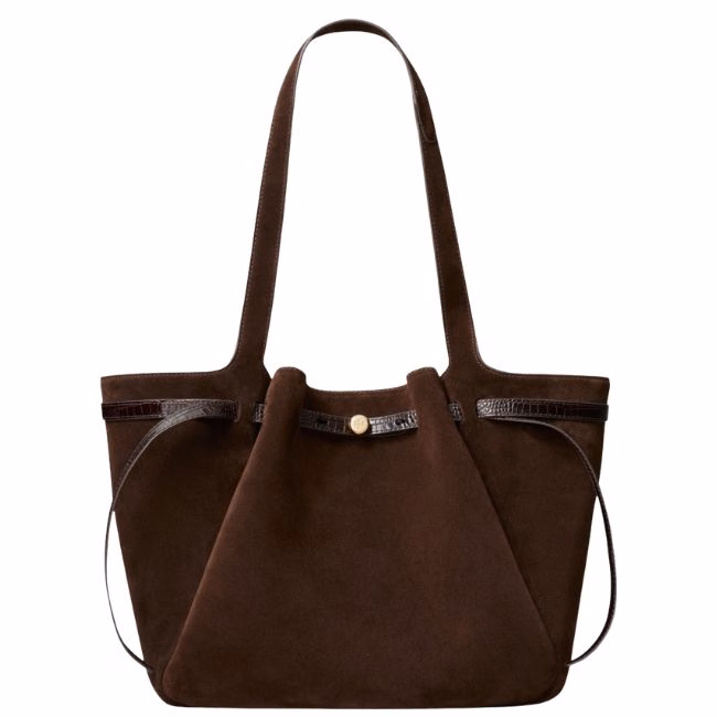 tory burch chocolate brown suede tote