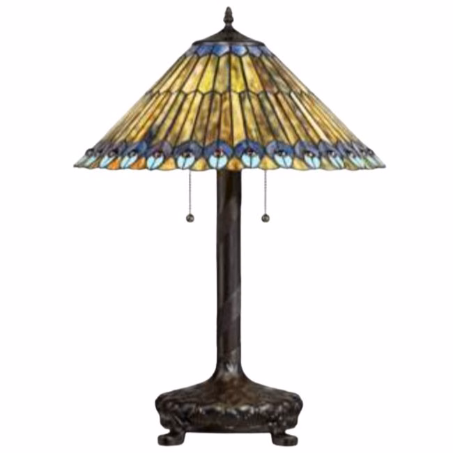 wisteria geometic stained glass tiffany lookalike table lamp